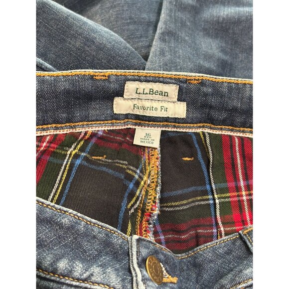 L.L. Bean Womens Favorite Fit Jeans Size 16 Regular Plaid Lining 99% Cotton - Picture 3 of 12